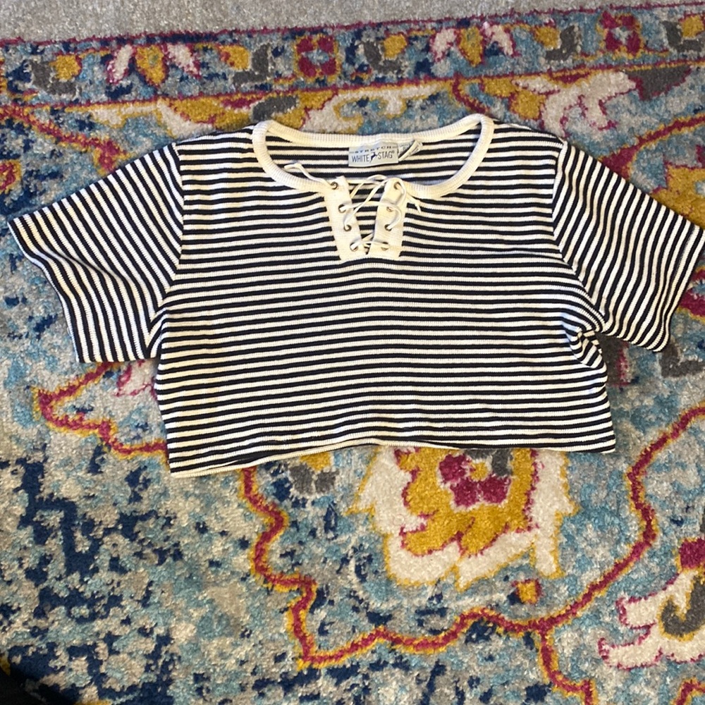White Stag Stripped Crop T-shirt